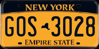 NY license plate GOS3028
