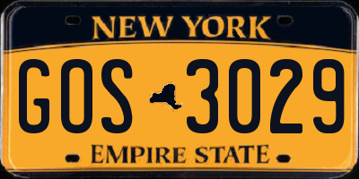 NY license plate GOS3029