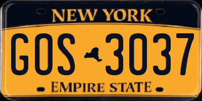 NY license plate GOS3037
