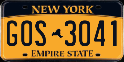 NY license plate GOS3041
