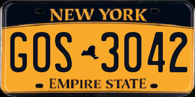NY license plate GOS3042