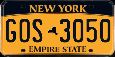 NY license plate GOS3050