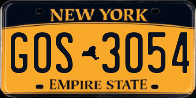 NY license plate GOS3054