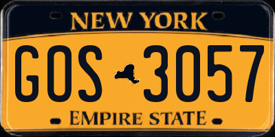 NY license plate GOS3057