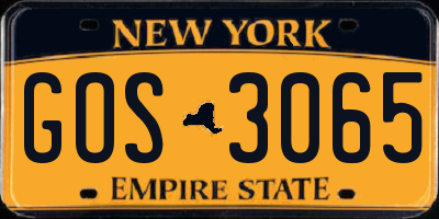 NY license plate GOS3065
