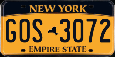 NY license plate GOS3072