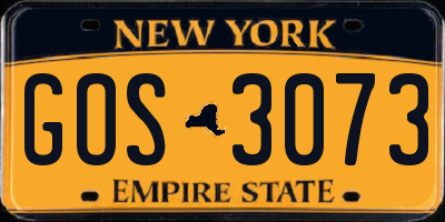 NY license plate GOS3073