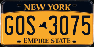NY license plate GOS3075