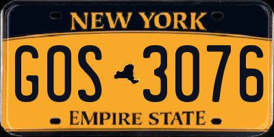 NY license plate GOS3076
