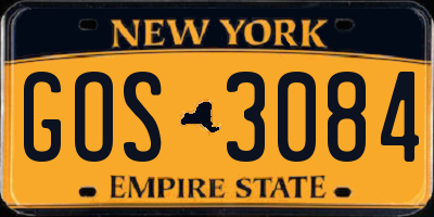 NY license plate GOS3084