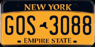 NY license plate GOS3088
