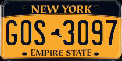 NY license plate GOS3097