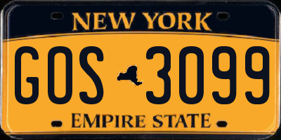 NY license plate GOS3099