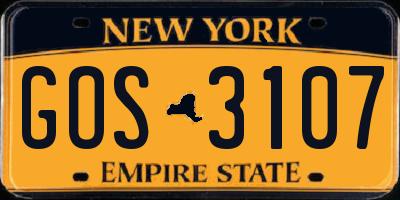 NY license plate GOS3107