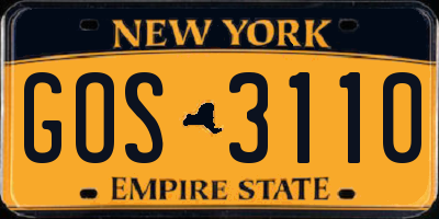 NY license plate GOS3110