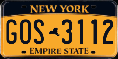 NY license plate GOS3112