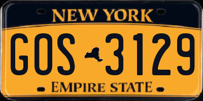 NY license plate GOS3129