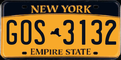 NY license plate GOS3132
