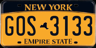 NY license plate GOS3133