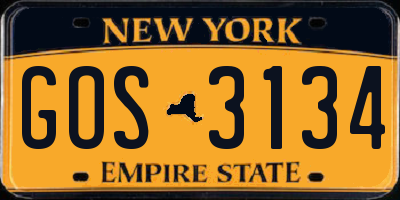 NY license plate GOS3134
