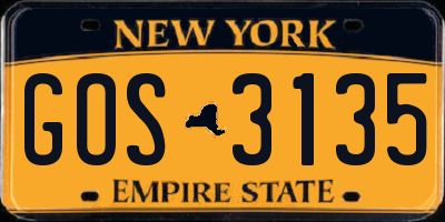 NY license plate GOS3135
