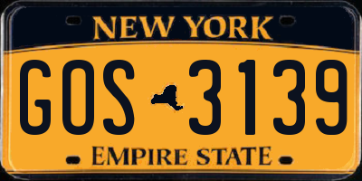 NY license plate GOS3139