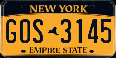NY license plate GOS3145