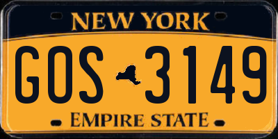 NY license plate GOS3149