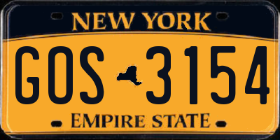 NY license plate GOS3154