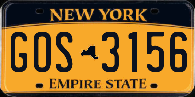 NY license plate GOS3156