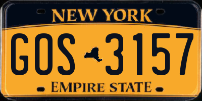 NY license plate GOS3157