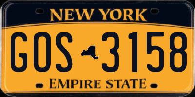 NY license plate GOS3158