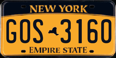 NY license plate GOS3160