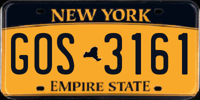 NY license plate GOS3161