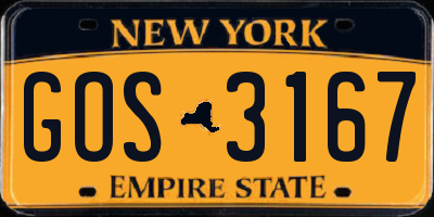 NY license plate GOS3167