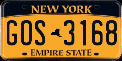 NY license plate GOS3168