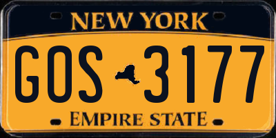 NY license plate GOS3177