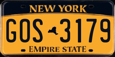 NY license plate GOS3179