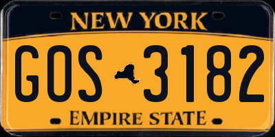 NY license plate GOS3182