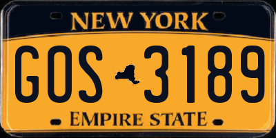 NY license plate GOS3189