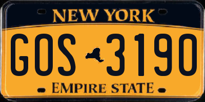 NY license plate GOS3190
