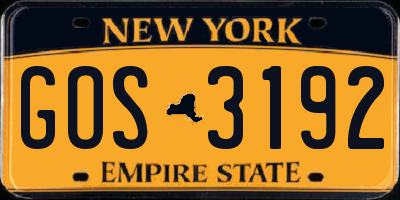 NY license plate GOS3192