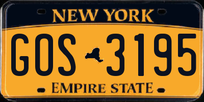 NY license plate GOS3195