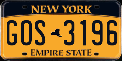 NY license plate GOS3196