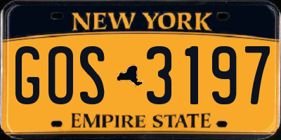 NY license plate GOS3197