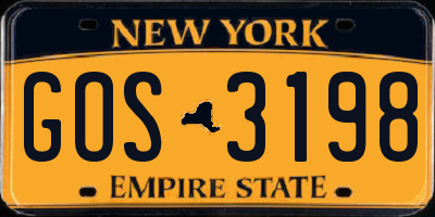 NY license plate GOS3198
