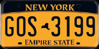 NY license plate GOS3199
