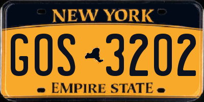 NY license plate GOS3202