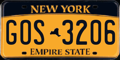 NY license plate GOS3206