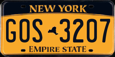 NY license plate GOS3207